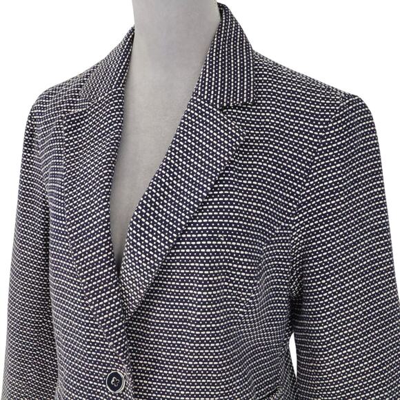 Cynthia Rowley Jacket Womens Large Navy Blue White Cotton Lined Blazer Career - Picture 8 of 14